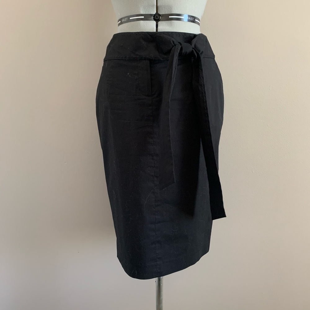 Tahari Black Pencil Skirt with Tie Waist 4